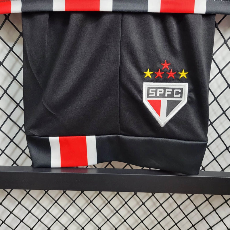 Conjunto Infantil São Paulo II 24/25 - Vermelho, Branco e Preto