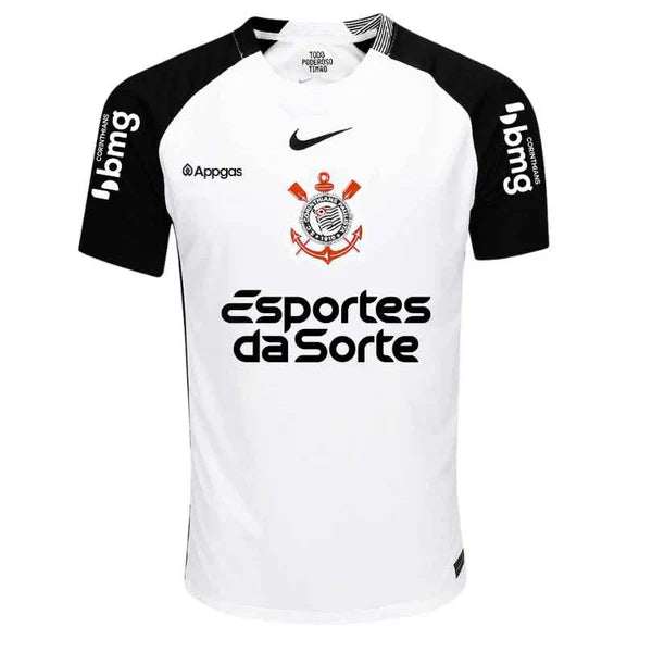 Camisa Corinthians I 25/26 - Torcedor Masculina - Branca + Patrocínios