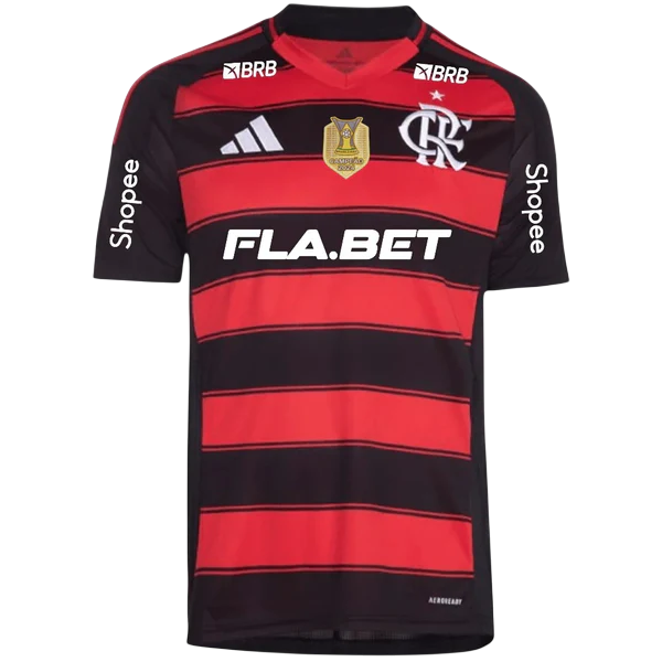 Camisa Flamengo I 25/26 - Patch + Patrocínios - Vermelha e Preta