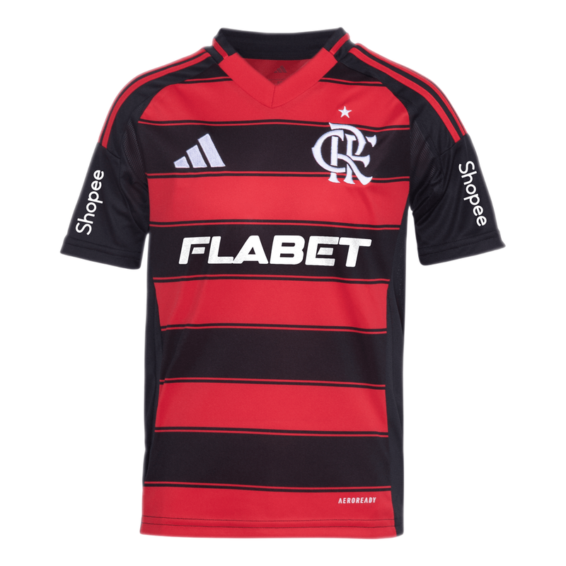 Camisa Flamengo I 25/26 + Patrocínios - Vermelha e Preta
