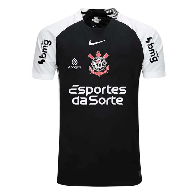 Camisa Corinthians II 25/26 - Torcedor Masculina - Preta + Patrocínios