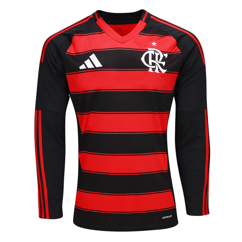 Camisa Flamengo I Manga Longa 25/26 - Vermelha e Preta